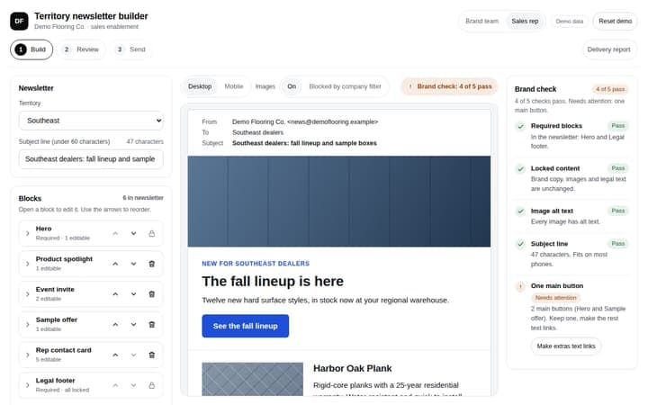 Newsletter builder preview